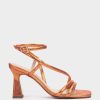 Shoe Pedro Miralles Heeled Sandals | Metallic Leather Heeled Sandals Serpiente Metal Orange