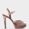 Shoe Pedro Miralles Heeled Sandals | Nude Velvet Platform Heeled Sandals Velvet Nude