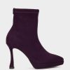 Shoe Pedro Miralles Ankle Boots | Heeled Ankle Boots Made In Purple Suede Effect Stretch Fabric Ante Strech Prugna