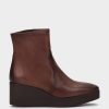 Shoe Pedro Miralles Ankle Boots | Wedge Ankle Boots With Platform In Brown Leather Elit Polisandro