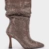 Shoe Pedro Miralles Boots | Mid-Calf Boots With Rhinestones Ante Strech Taupe