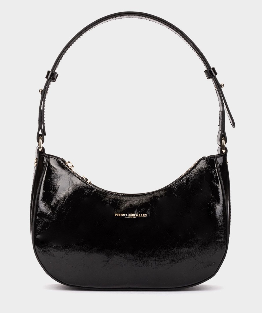 Accessories Pedro Miralles Bags | Adjustable Patent Leather Shoulder Bag Venice Negro