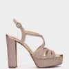 Shoe Pedro Miralles Heeled Sandals | Nude Shiny Fabric Platform Heeled Sandals Nadia Nude