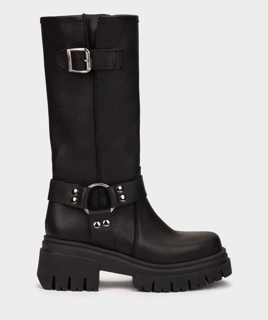 Shoe Pedro Miralles Boots | Biker Style Leather Boots. Nucleo Negro