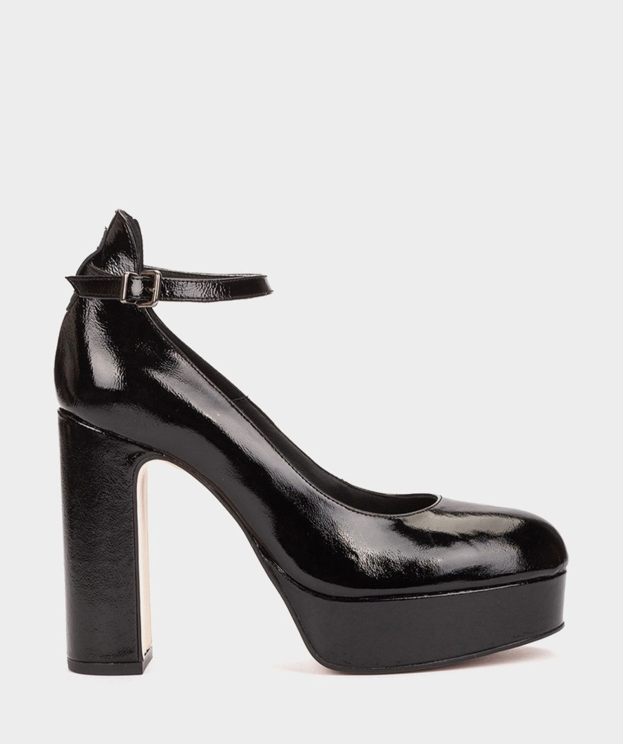 Shoe Pedro Miralles Pumps | Platform Heel Shoes Made Of Black Patent Leather Reflex Negro