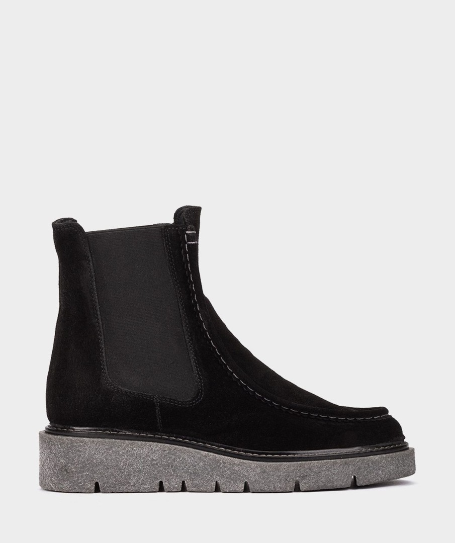 Shoe Pedro Miralles Ankle Boots | Split Leather Ankle Boots With Black Elasticated Sides Velour Negro