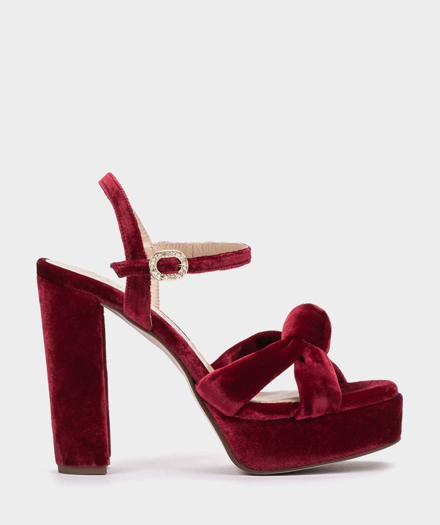 Shoe Pedro Miralles Heeled Sandals | Velvet Heeled Sandals Velvet Guinda