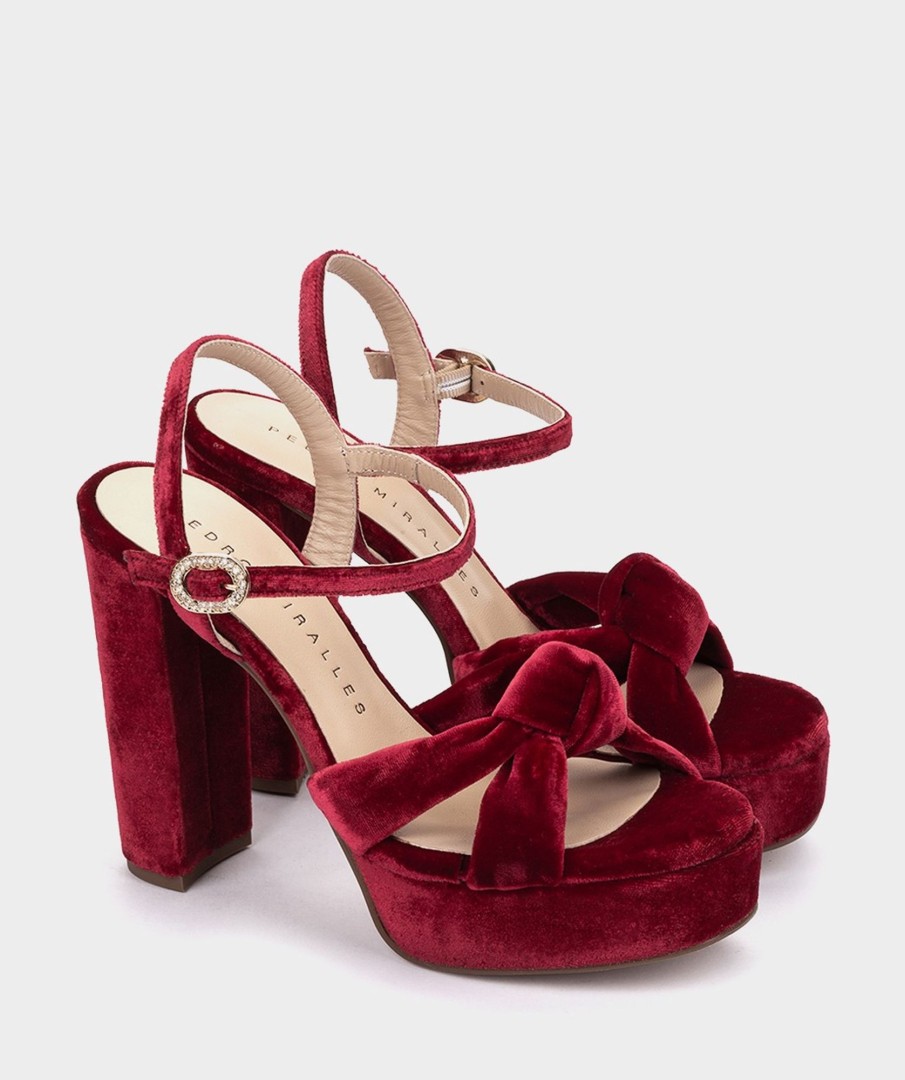 Shoe Pedro Miralles Heeled Sandals | Velvet Heeled Sandals Velvet Guinda