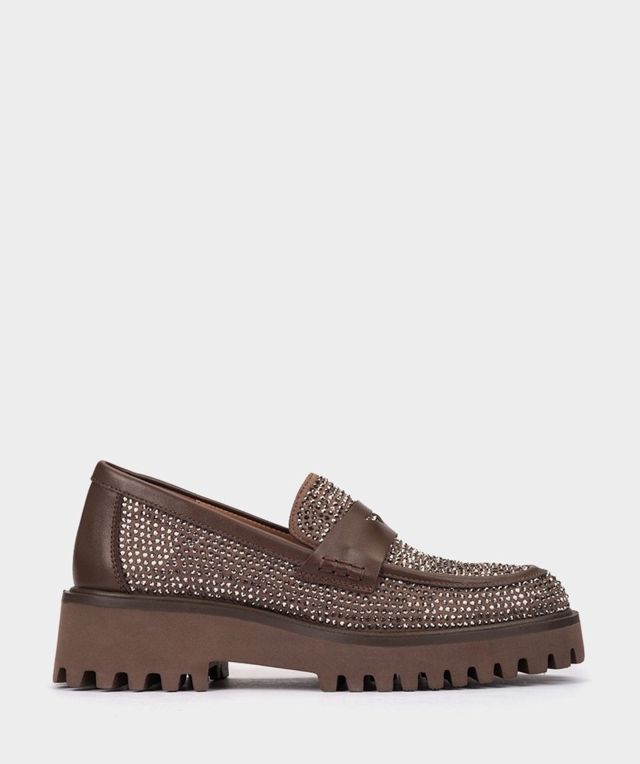 Shoe Pedro Miralles Loafers | Leather And Shiny Moccasins Seta Taupe