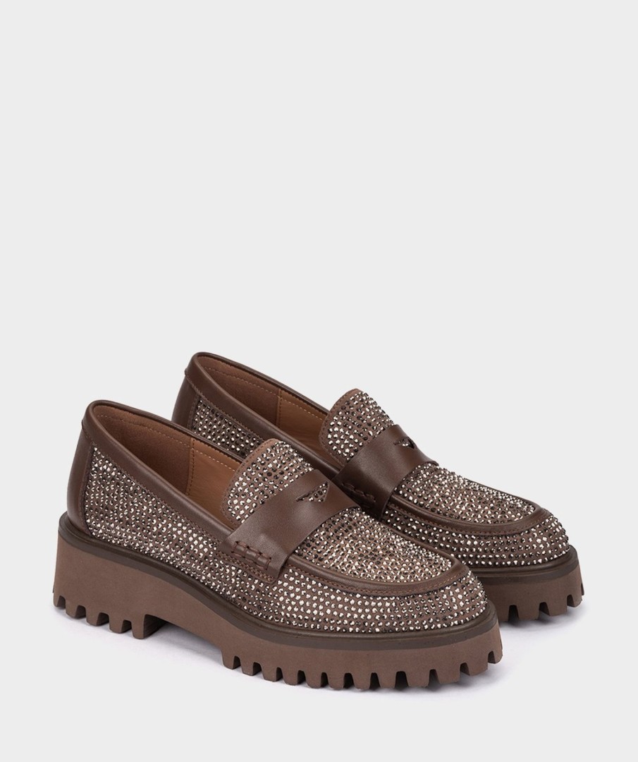 Shoe Pedro Miralles Loafers | Leather And Shiny Moccasins Seta Taupe