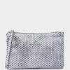 Accessories Pedro Miralles Evening Bags | Engraved Leather Party Bag Type Envelope With Chain Lily Cobra Blue