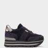 Shoe Pedro Miralles Sneakers | Split Leather And Sheepskin Trainers Velour Navy