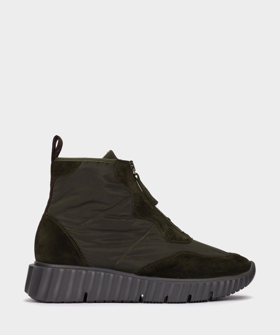 Shoe Pedro Miralles Sneakers | Split Leather And Textile Trainers In Dark Green Colour Meme Kaki