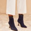 Shoe Pedro Miralles Ankle Boots | Ankle Boots Made Of Navy Blue Suede With Heels Amalfi Navy