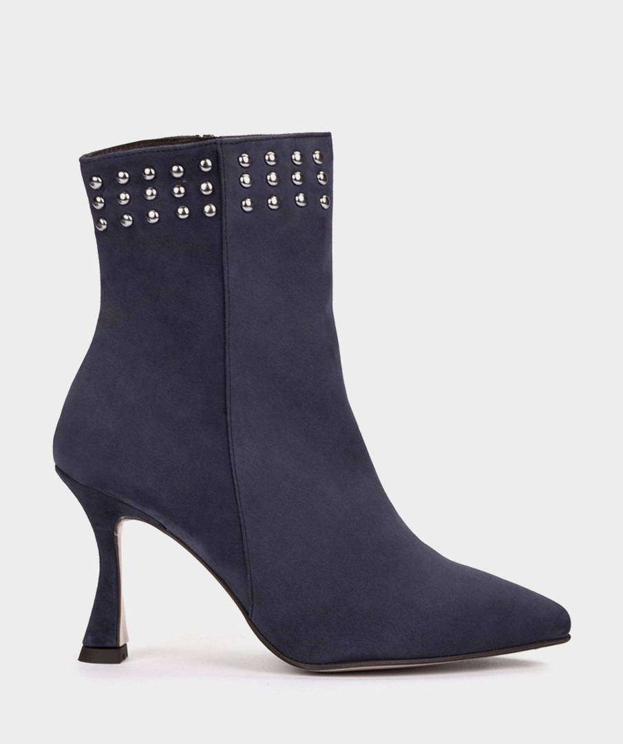 Shoe Pedro Miralles Ankle Boots | Ankle Boots Made Of Navy Blue Suede With Heels Amalfi Navy