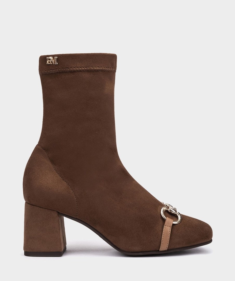 Shoe Pedro Miralles Ankle Boots | Elastic Fabric Heeled Ankle Boots. Ante Strech Tabaco