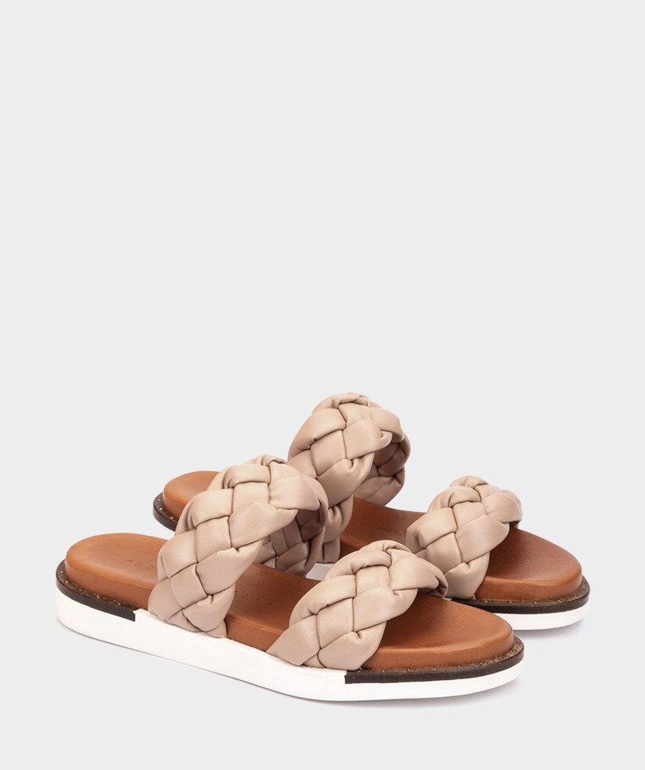 Shoe Pedro Miralles Flat Sandals | Flat Fabric Sandals Trenza Taupe