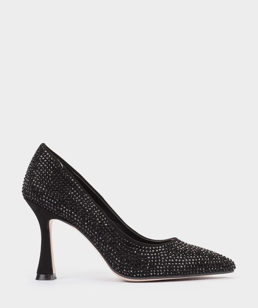 Shoe Pedro Miralles Pumps | Fabric Pumps With Rhinestones. Ante Strech Negro