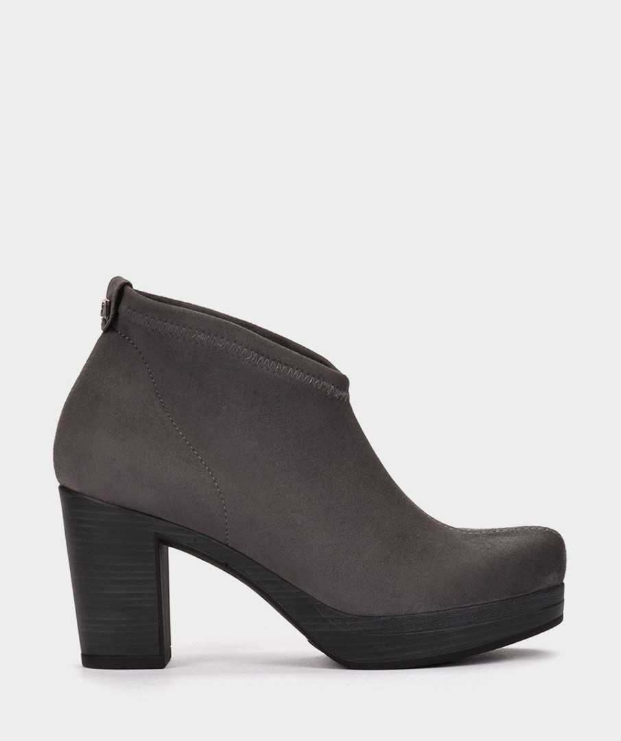 Shoe Pedro Miralles Ankle Boots | Gray Suede Effect Elastic Vegan Leather Ankle Boots Ante Strech Asfalto