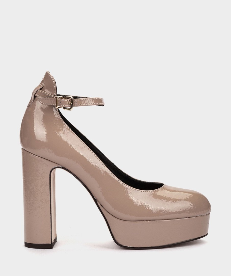 Shoe Pedro Miralles Pumps | Platform Heel Shoes Made Of Nude Color Patent Leather Reflex Nude