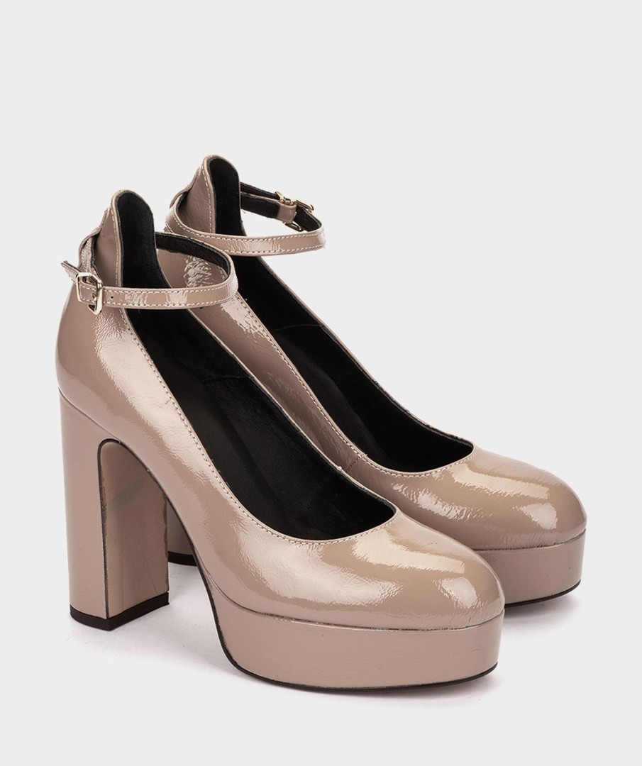 Shoe Pedro Miralles Pumps | Platform Heel Shoes Made Of Nude Color Patent Leather Reflex Nude