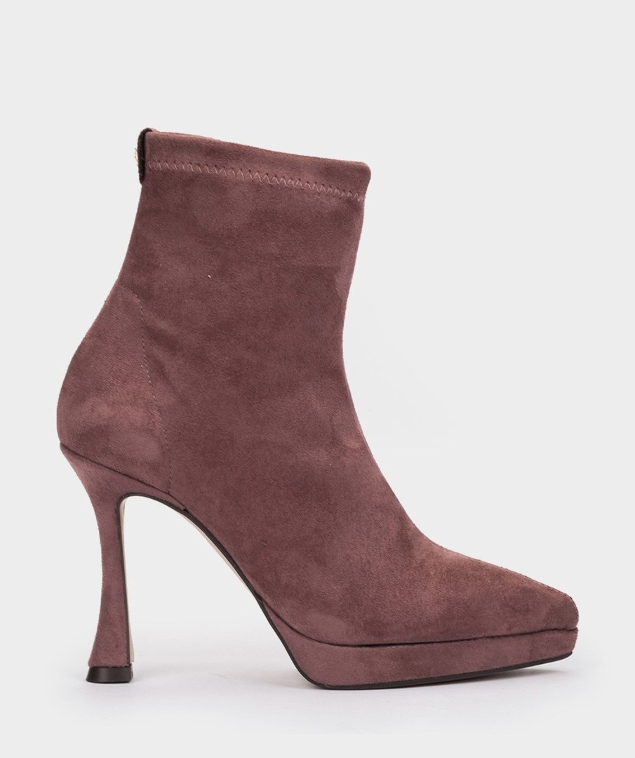 Shoe Pedro Miralles Ankle Boots | Heeled Ankle Boots Made In Pink Suede-Effect Stretch Fabric Ante Strech Rosa Palo