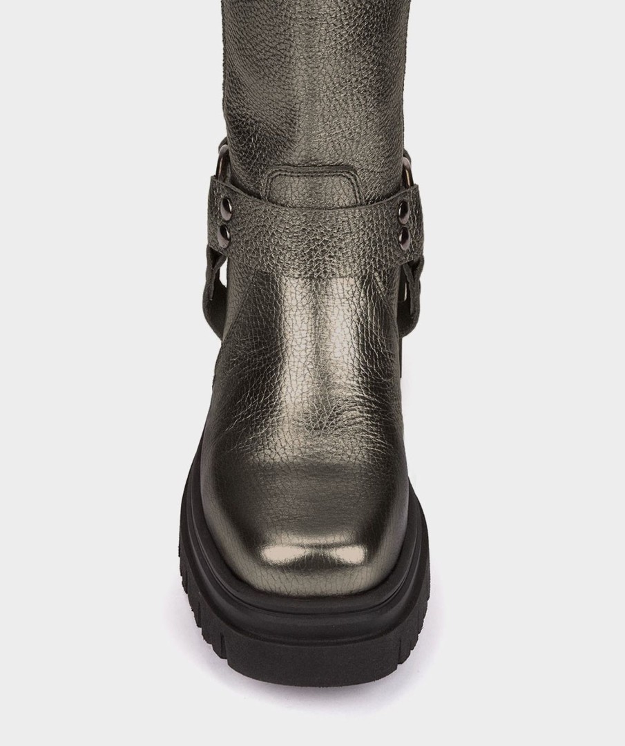 Shoe Pedro Miralles Boots | Biker Style Leather Boots. Nucleo Metal Bronzo