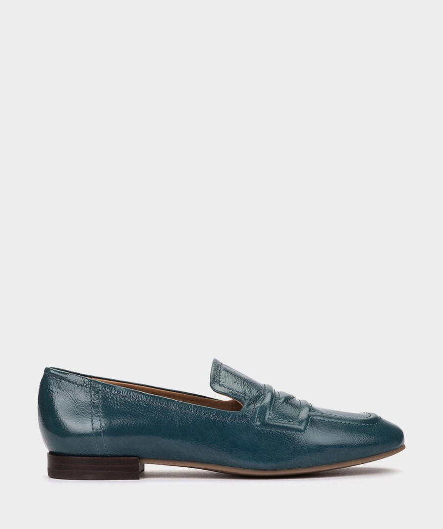 Shoe Pedro Miralles Loafers | Patent Leather Loafers In Blue Reflex Petroleo