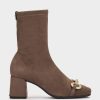 Shoe Pedro Miralles Ankle Boots | Ankle Boots Made Of Suede Effect Elastic Fabric In Taupe Colour Ante Strech Taupe