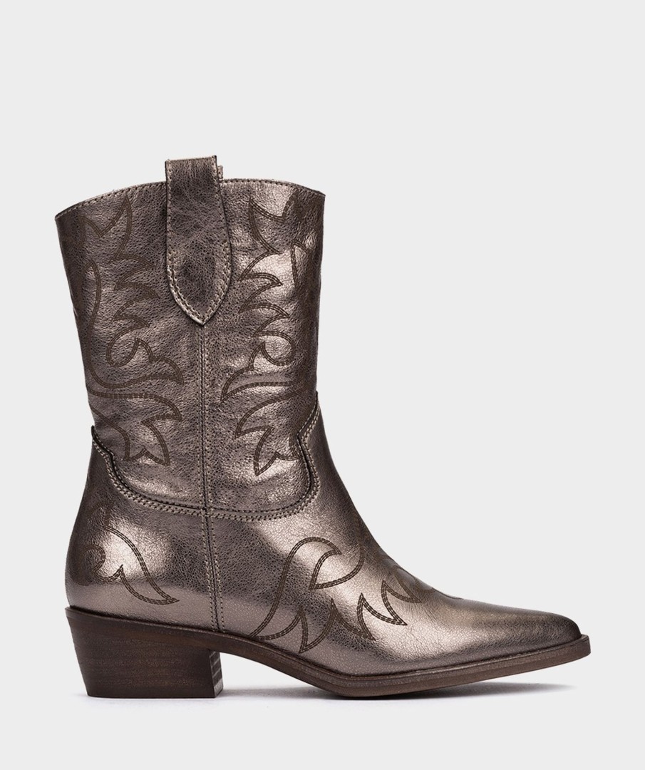 Shoe Pedro Miralles Ankle Boots | Cowboy Leather Boots Cristal Metal Tundra