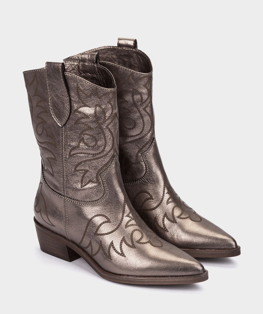 Shoe Pedro Miralles Ankle Boots | Cowboy Leather Boots Cristal Metal Tundra