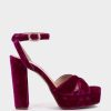 Shoe Pedro Miralles Heeled Sandals | Velvet Platform Heeled Sandals Velvet Frambuesa