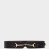 Accessories Pedro Miralles Gifts | Black Leather Belt With Golden Buckles Cintu Negro