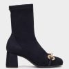 Shoe Pedro Miralles Ankle Boots | Ankle Boots With Heel Made Of Suede Effect Elastic Fabric In Navy Blue Colour Ante Strech Marino