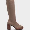 Shoe Pedro Miralles Boots | Elastic Fabric High Boots. Ante Strech Taupe