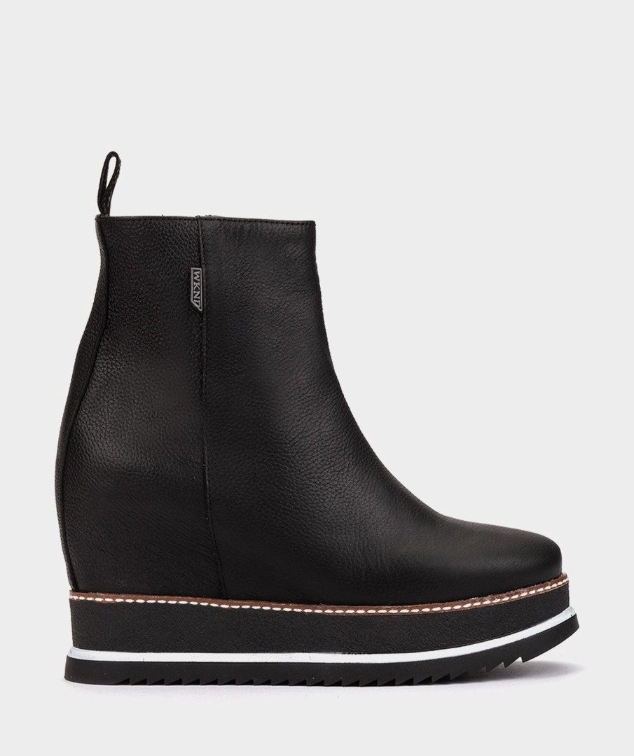 Shoe Pedro Miralles Wedges | Wedge Ankle Boots With Suede Platform. Mars Napa Negro