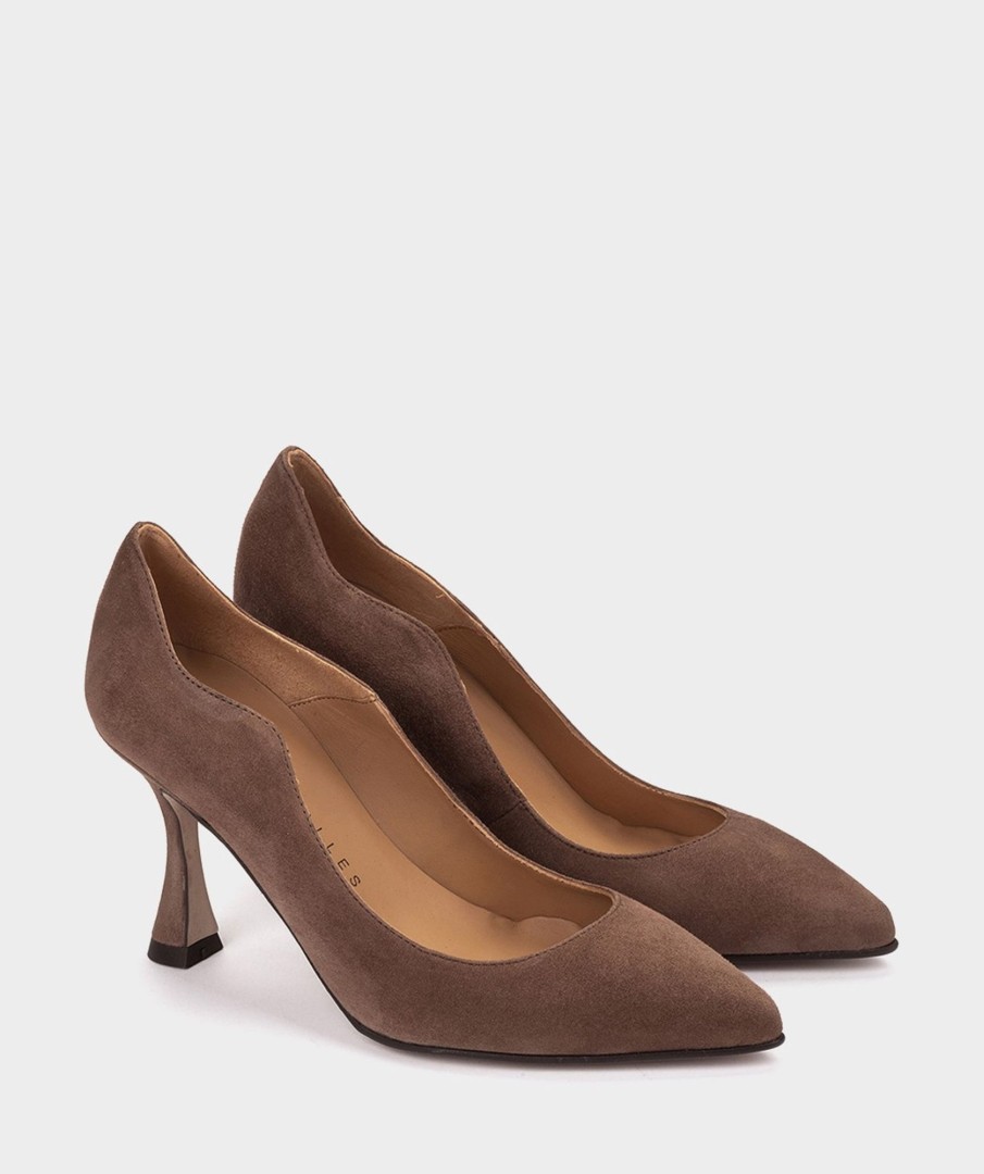 Shoe Pedro Miralles Pumps | Nude-Coloured Suede Shoes With A Fine Pointed Toe And Heels Amalfi Acero