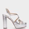 Shoe Pedro Miralles Heeled Sandals | Metallic Leather Heeled Sandals Napa Metal Plata