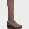 Shoe Pedro Miralles Boots | High Boots In Brown Elastic Fabric Ante Strech Taupe