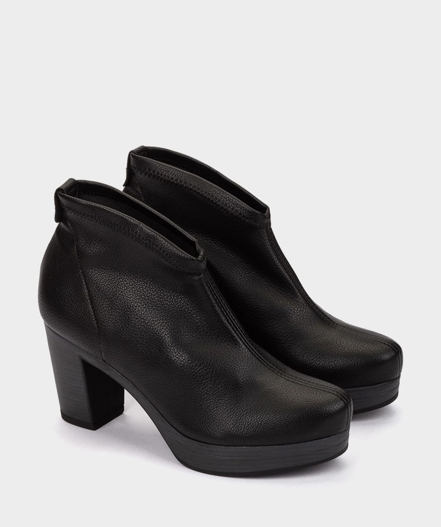 Shoe Pedro Miralles Ankle Boots | Black Elastic Vegan Leather Ankle Boots Onix Negro