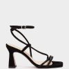 Shoe Pedro Miralles Heeled Sandals | Black Leather Heeled Sandals With Crystal Embellishments Gliter Negro