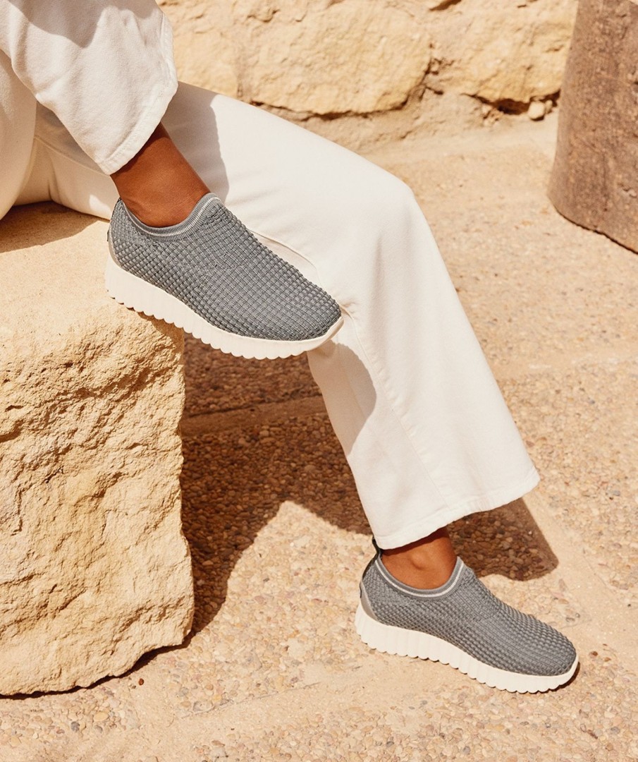 Shoe Pedro Miralles Sneakers | Sock Trainers Made Of Fabric With Shiny Detail On The Ankle Short Sock Gris