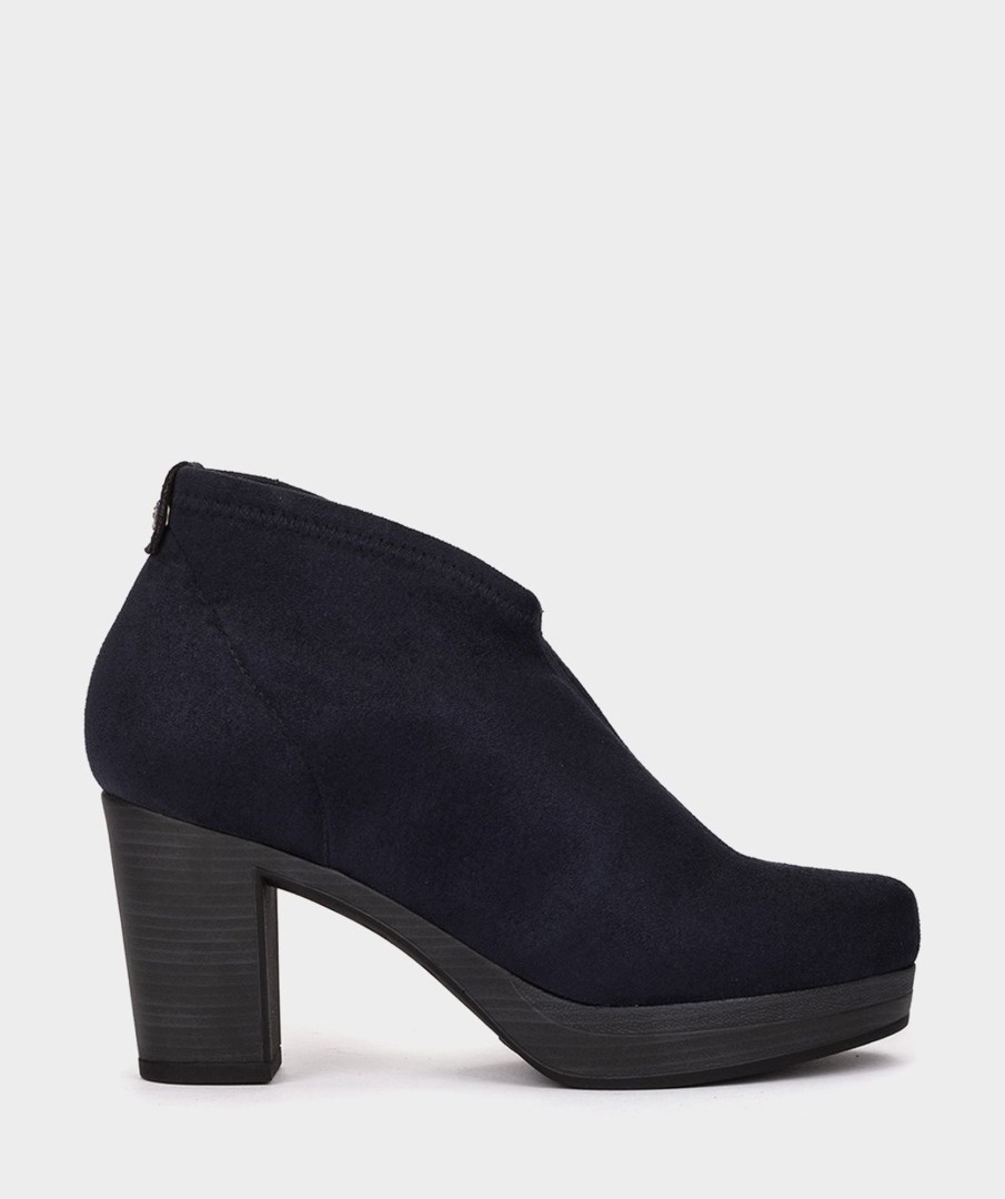 Shoe Pedro Miralles Ankle Boots | Navy Blue Suede Effect Elastic Vegan Leather Ankle Boots Ante Strech Marino