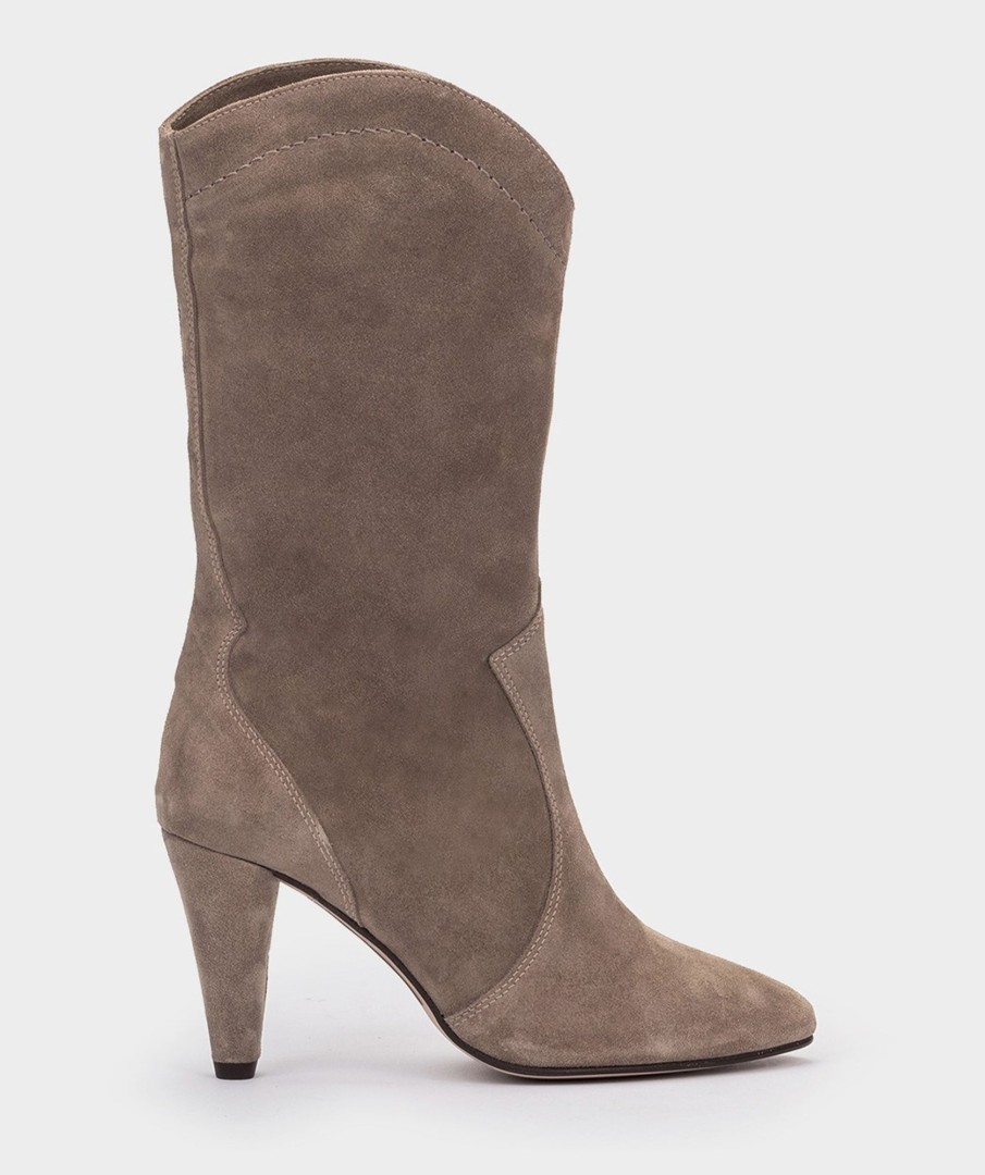 Shoe Pedro Miralles Boots | High Heeled Boots Made Of Brown Suede Leather Velour Marmota