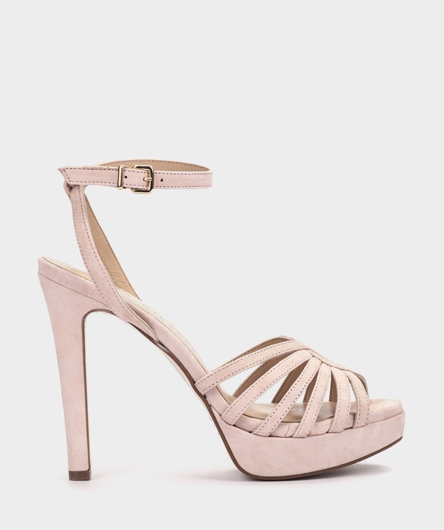 Shoe Pedro Miralles Heeled Sandals | Nude Suede Leather Platform Heeled Sandals Amalfi Nude