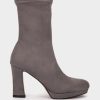 Shoe Pedro Miralles Boots | Mid-Calf Boots In Suede-Effect Fabric Ante Strech Gris