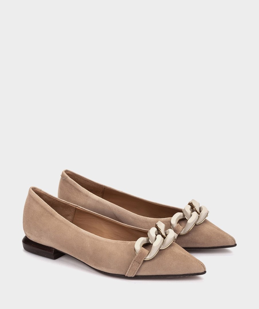 Shoe Pedro Miralles Ballet Flats | Suede Ballerinas Amalfi Sabbia