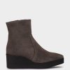 Shoe Pedro Miralles Ankle Boots | Wedge Ankle Boots With Platform In Grey Split Leather Velour Iman