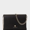 Accessories Pedro Miralles Evening Bags | Snake Effect Metallic Leather Party Bag With Chain Seta Negro