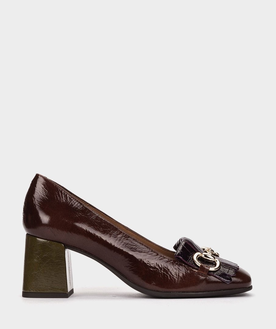 Shoe Pedro Miralles Pumps | Brown Patent Leather Heeled Shoes Venice Castagna